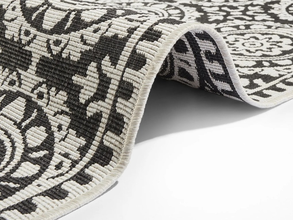 Hanse Home, Behúň Twin Supreme 104129 Black / Cream – na von aj na doma, 80x350, čiernobiela, chodba / predsieň