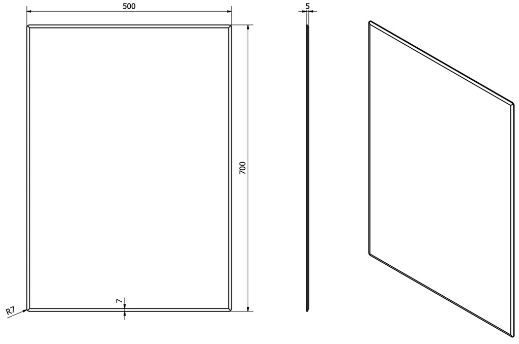 Sapho Sapho, ACCORD zrkadlo s fazetou 500x700mm, zaoblené rohy, bez uchytenia, MF436