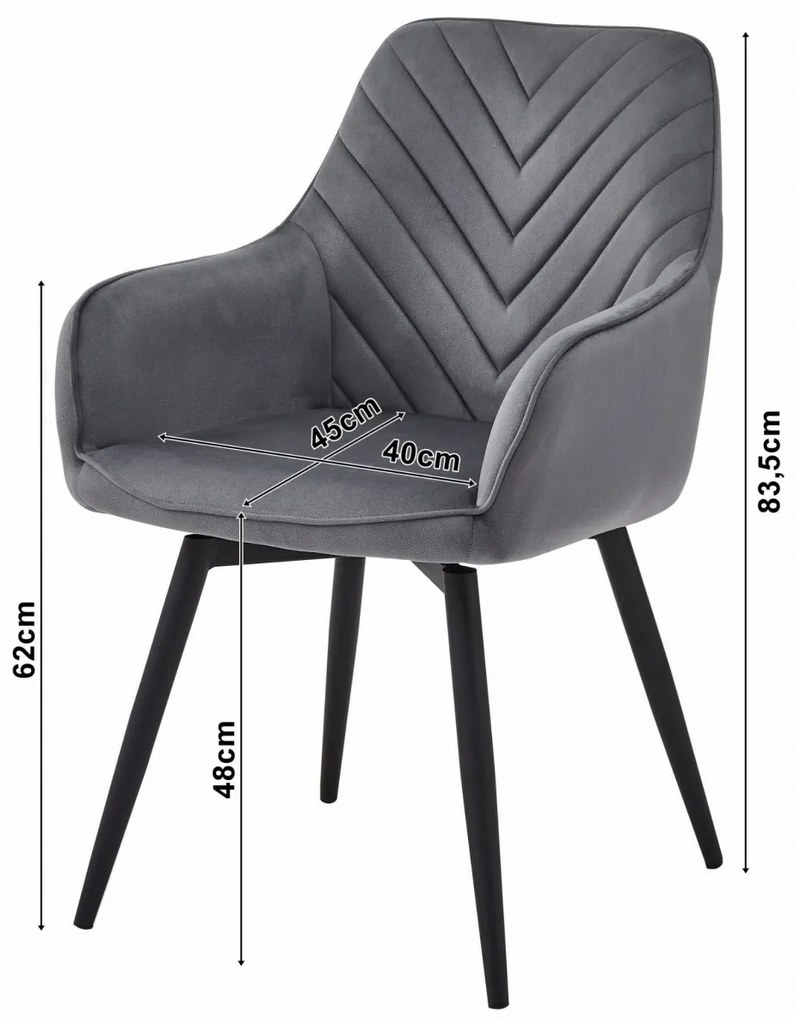 Otočné jedálenské kreslo NANA360 VELVET, čierne