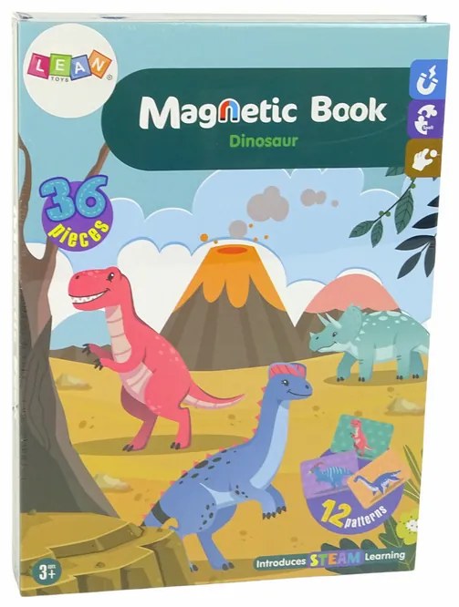 Lean Toys Magnetická kniha s magnetkami Dinosaurov - 36 prvkov