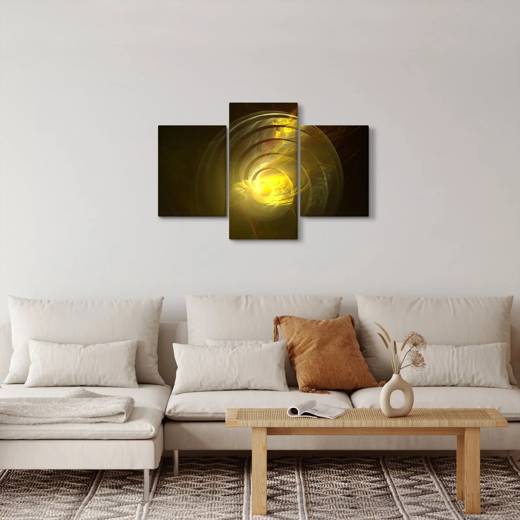 Obraz žltej abstraktnej špirály (90x60 cm)