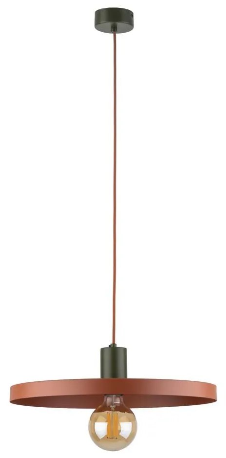 Luster na lanku SILA 1xE27/15W/230V pr. 40 cm tehlová/zelená