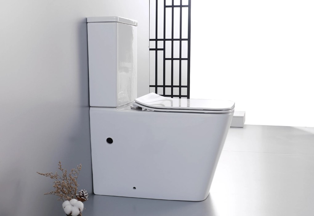 CERANO - WC kombi Bruno, Rimless + UF sedátko - biela lesklá, CER-CER-538765