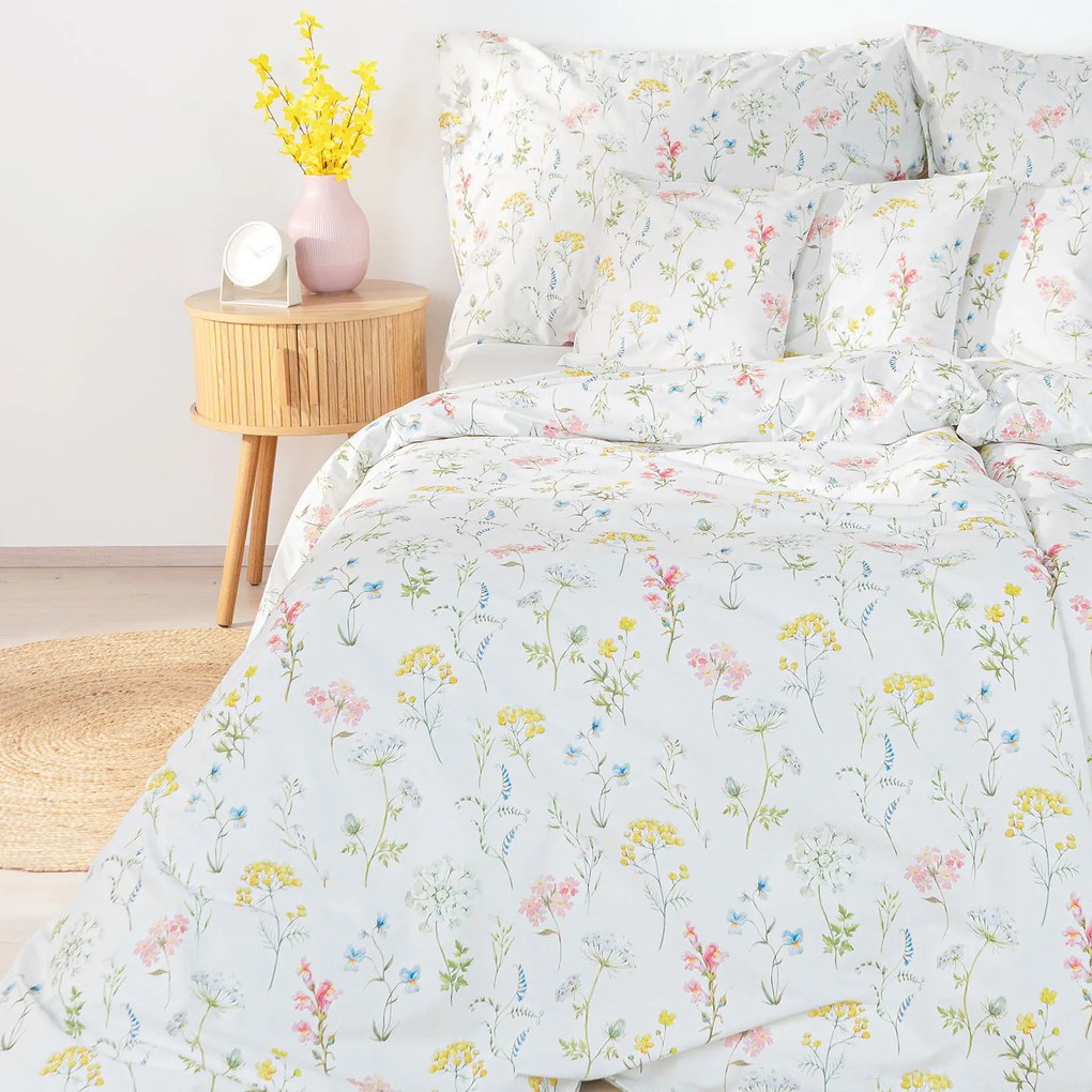Goldea bavlnené posteľné obliečky deluxe - kvitnúca jar 200 x 200 a 2ks 70 x 90 cm