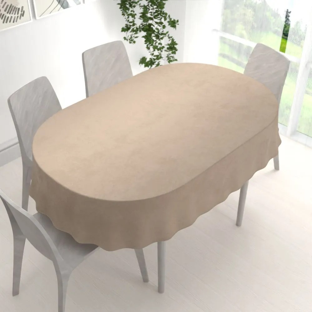 Biante Zamatový oválny obrus Velvet Prémium SVP-042 Béžovohnedý 120x140 cm