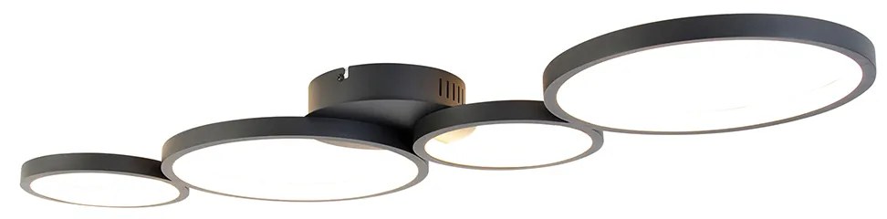 Stropná lampa čierna vrátane LED 3-stupňový stmievač 4-svetlo - Lupolo