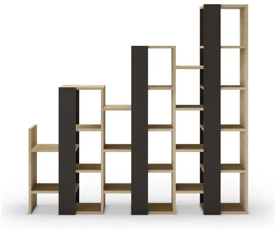 Regál v dekore duba v čierno-prírodnej farbe 158x151 cm Anissa – Marckeric