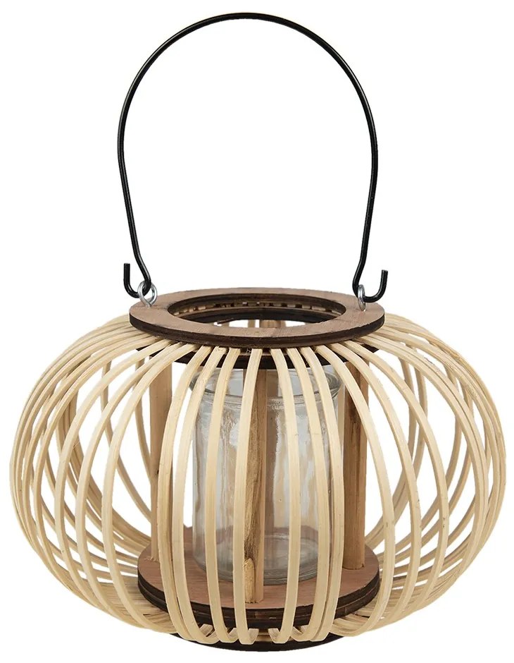 Prírodný drevený lampáš Bamboo - Ø25*15 cm