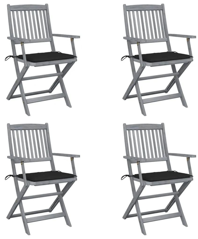 Skladacie vonkajšie stoličky s podložkami 4 ks akáciový masív 3064516