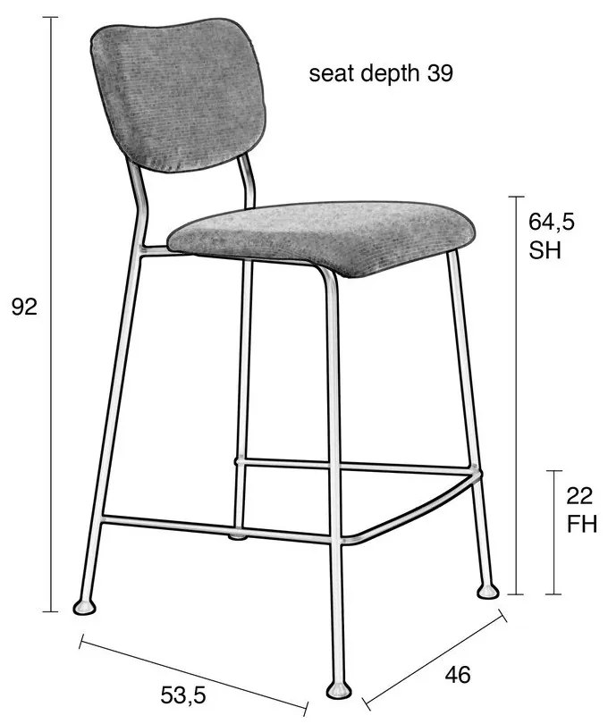 Tmavomodré barové stoličky v súprave 2 ks 92 cm Benson – Zuiver