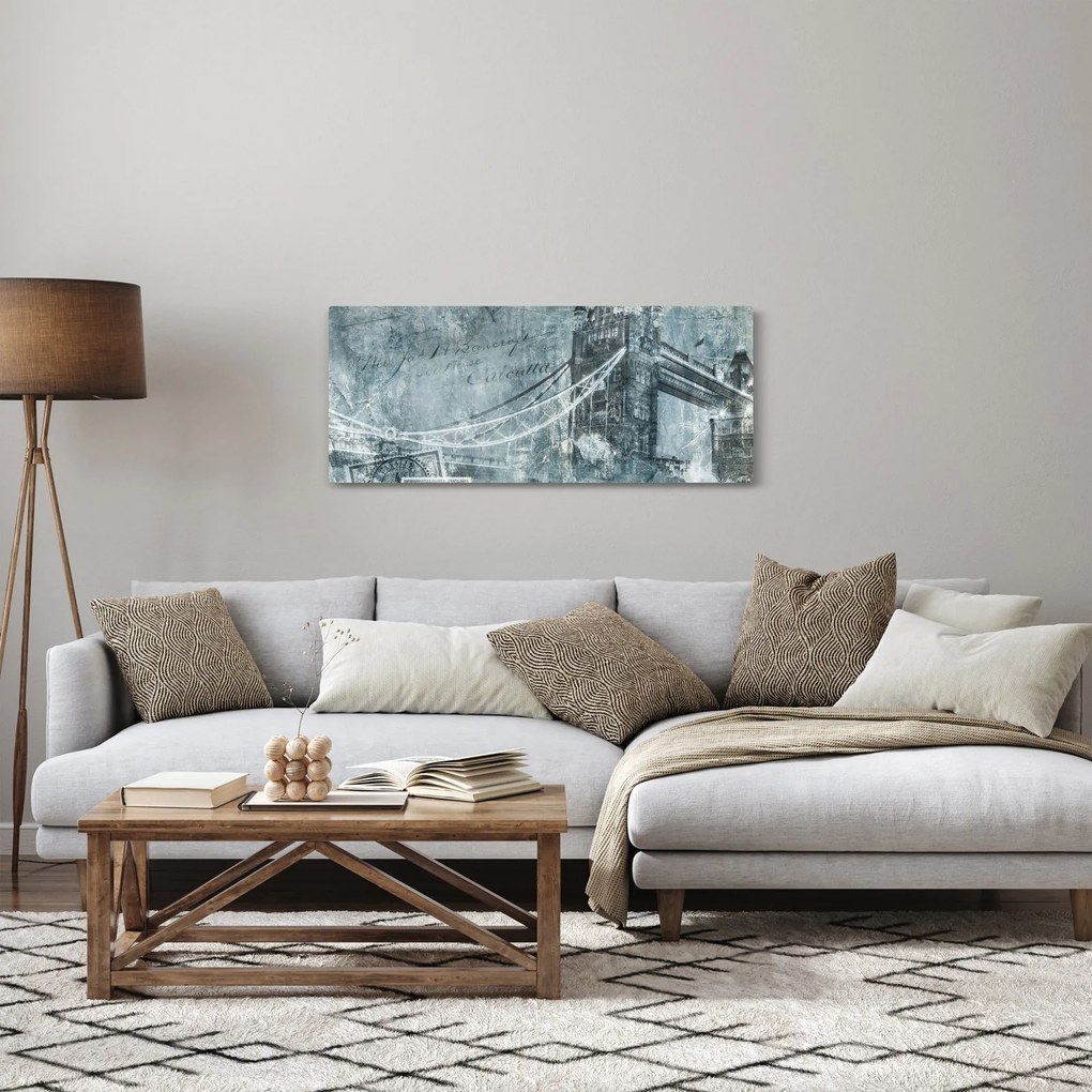 Obraz - Tower Bridge v chladných tónoch (120x50 cm)