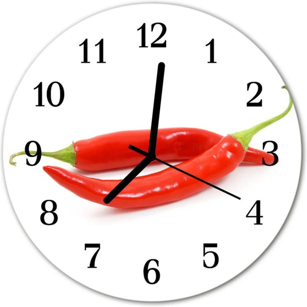 Nástenné sklenené hodiny  paprika