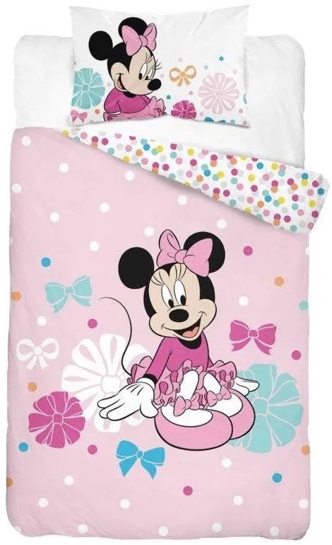 Obliečky do postieľky Minnie bodky rúžové ,100x135/40x60 cm