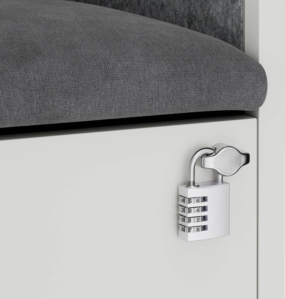 Akustická kabína SALLY MentalBox 600 mm – biely korpus, sivé sedadlo