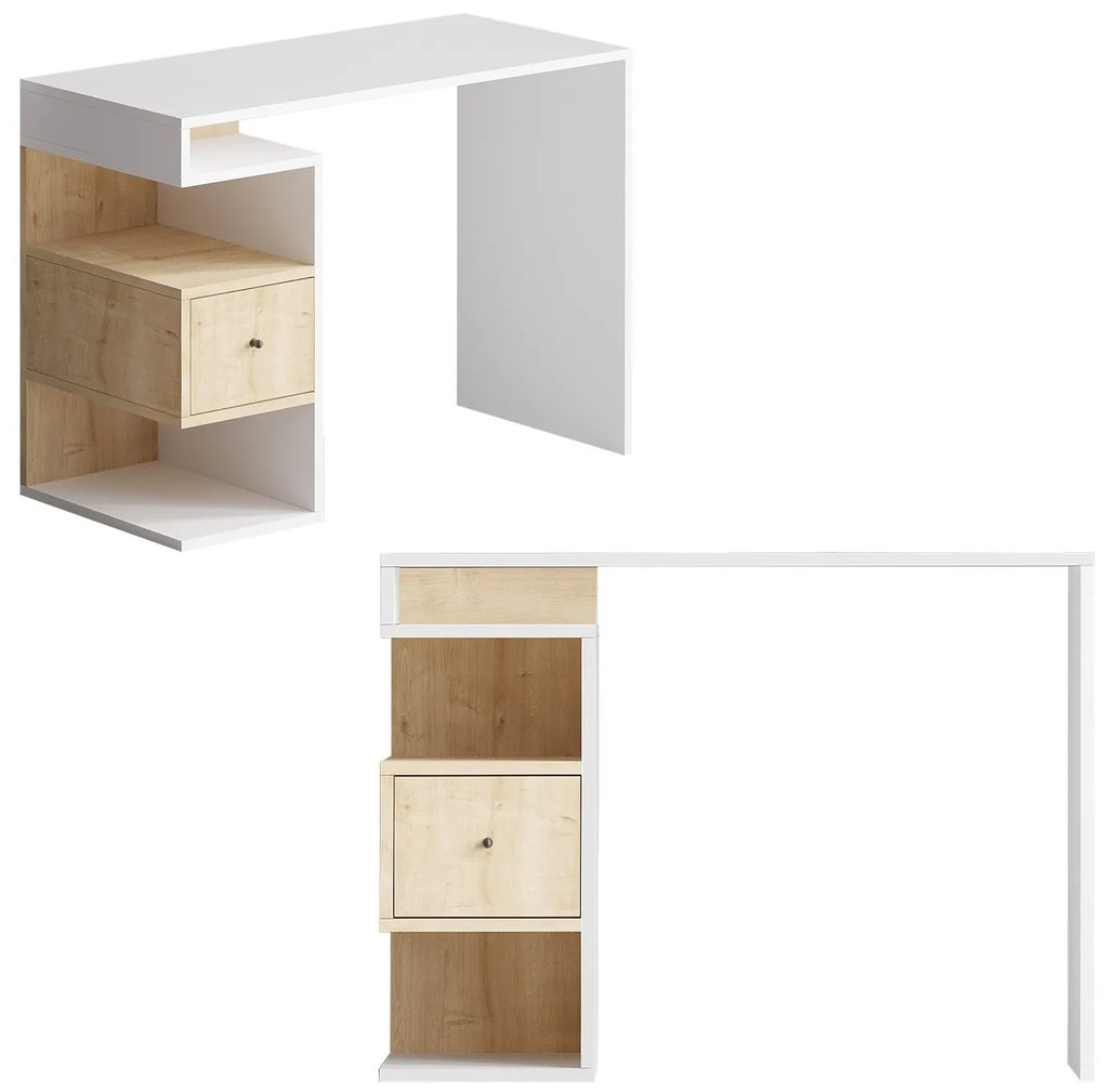 Písací stôl TEMPUS dub prírodný/biely