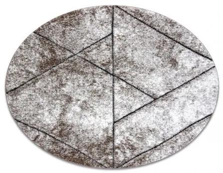 Moderný okrúhly koberec COZY 8872 Wall, geometrický ,trojuholníky - Štrukturálny, dve vrstvy rúna, hnedá Veľkosť: kruh 120 cm