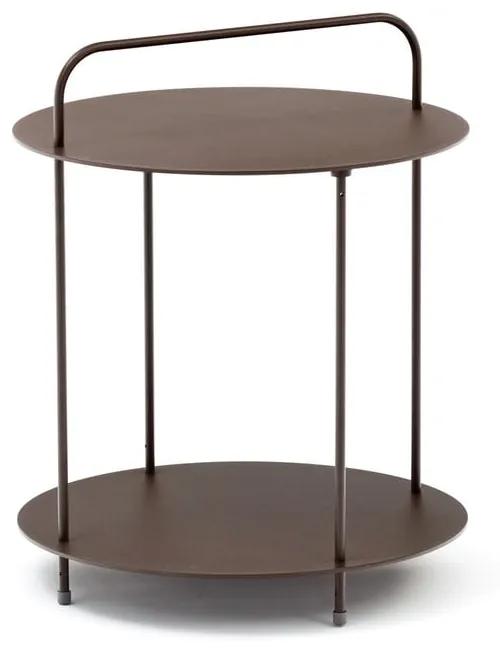 Záhradný kovový odkladací stolík v hnedej farbe Ezeis Plip, ø 45 cm