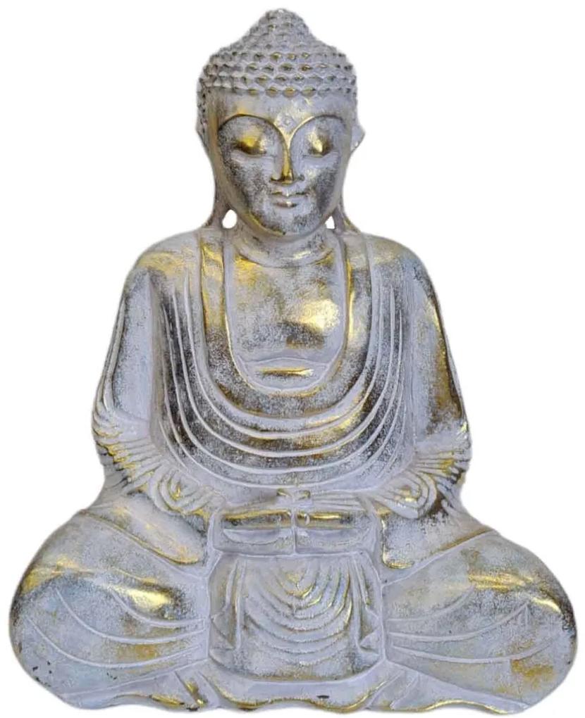 Buddha zlato bílý 3 40 cm