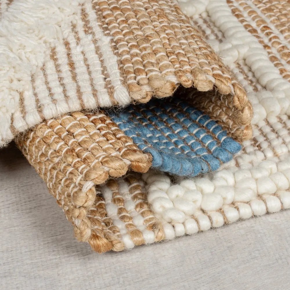 Ručne tkaný koberec s prímesou juty v modro-prírodnej farbe 120x170 cm Medina Jute - Flair Rugs