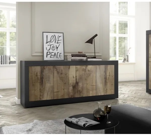 Komoda NERILA čierna/hnedá