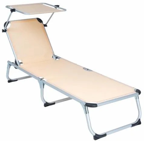 Garthen 61126 Záhradné skladacie ležadlo so strieškou - béžové