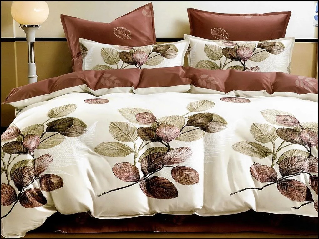 Obliečky Autumn Leaves 200x220/2×70x80 cm – Krémové s Listami