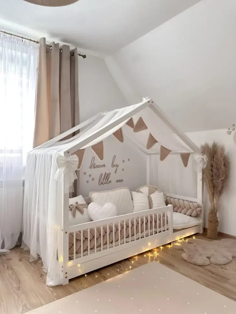 lovel.sk Nebesá/ baldachýn na domčekovú posteľ Tyl Luna - Vanilla white