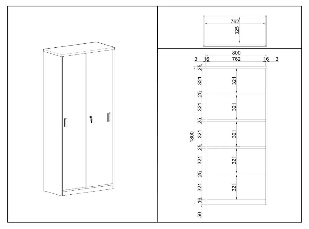 Vysoká skriňa SimpleOffice 80 x 40 x 180 cm, breza