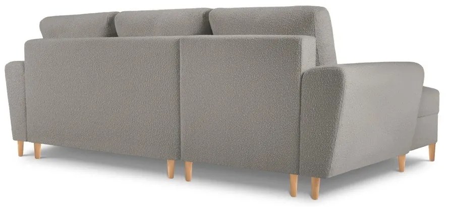 Svetlosivá rozkladacia/s úložným priestorom rohová pohovka z textílie buklé (ľavý roh/s leňoškou) Kyoto – Cosmopolitan Design