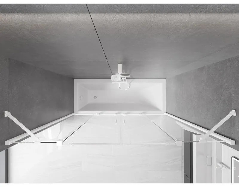 Mexen Velar Duo, 2-krídlová posuvná vaňová zástena 170 x 150 cm, 8mm číre sklo, biely profil, 896-170-000-02-20