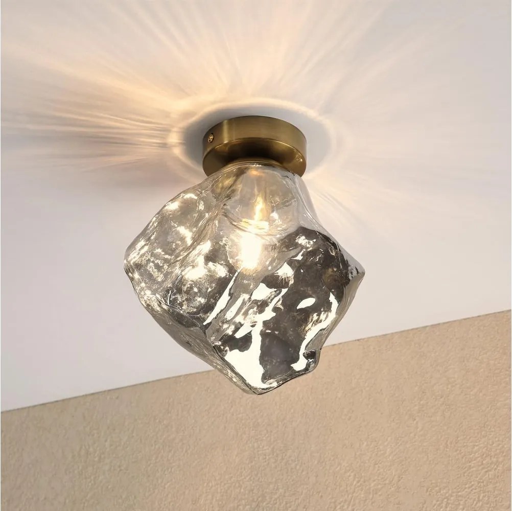 Stropné svietidlo CRISTAL 1xE14/15W/230V mosadz/dymovo-čierna