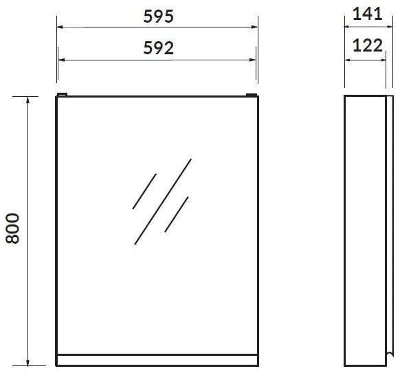 Cersanit Moduo, zrkadlová závesná skrinka 60x14x80 cm, antracitová matná, S590-072-DSM