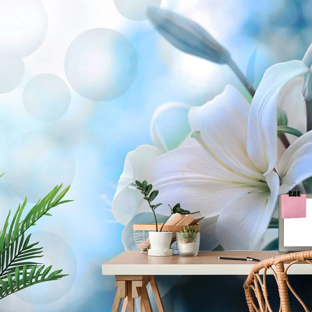 Samolepiaca tapeta kvet ľalie na abstraktnom pozadí