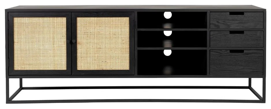 Čierny ratanový TV stolík 38x55 cm Guuji – White Label