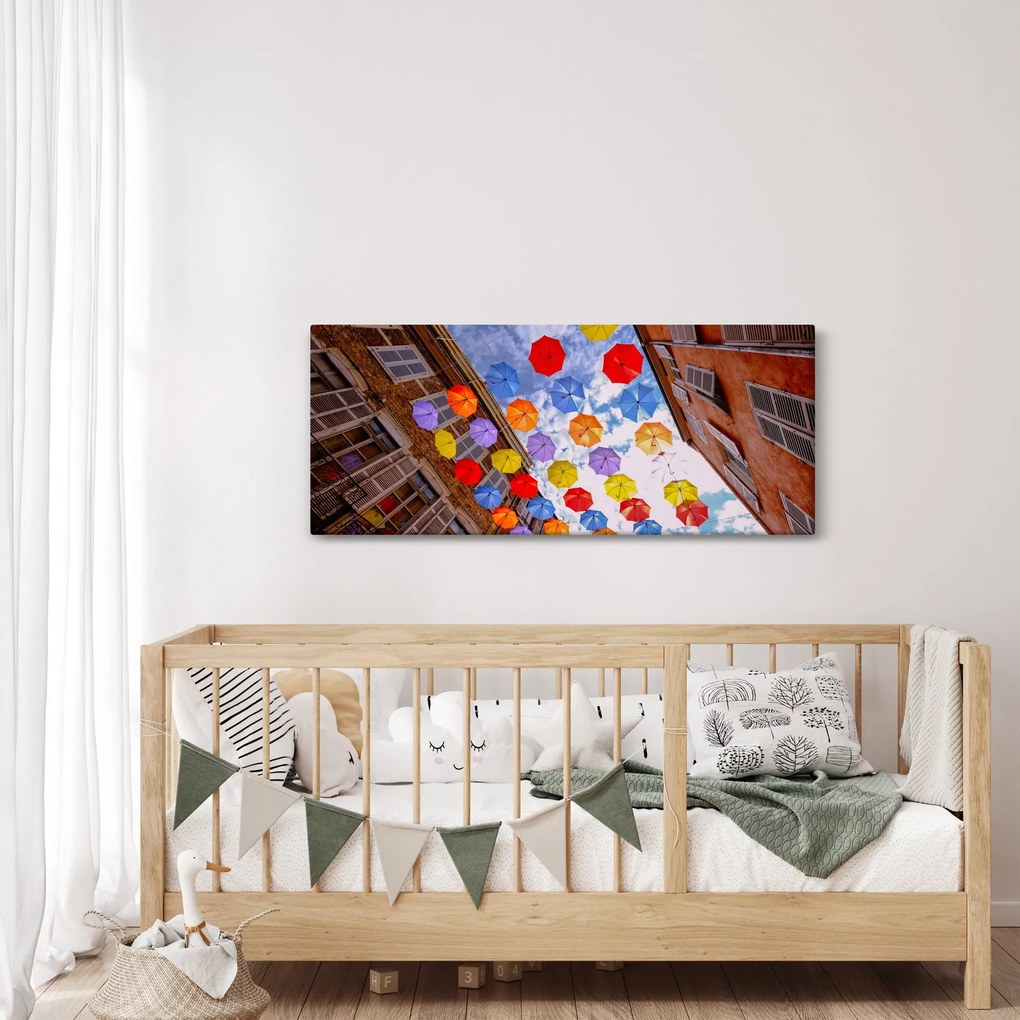 Obraz farebných dáždnikov (120x50 cm)