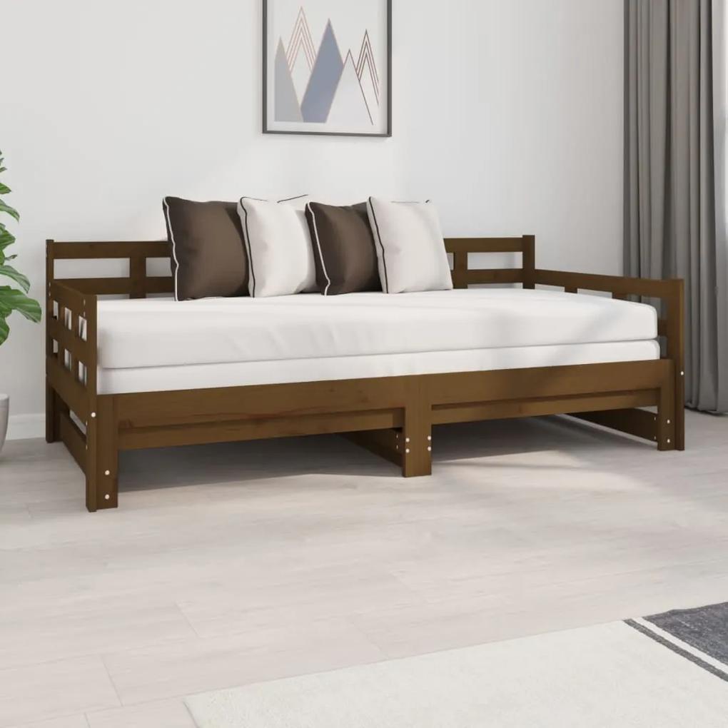 Rozkladacia denná posteľ medová borovicový masív 2x(90x190) cm