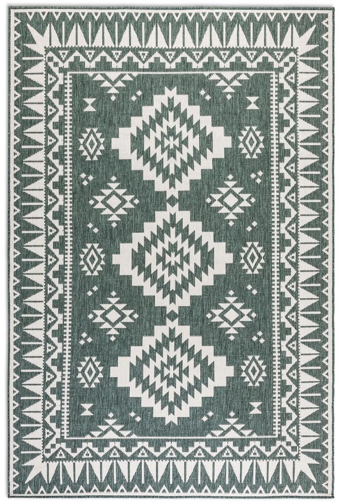 ELLE Decoration, Kusový koberec Gemini 106020 Green z kolekcie Elle – na von aj na doma, 160x230, zelená, chodba / predsieň