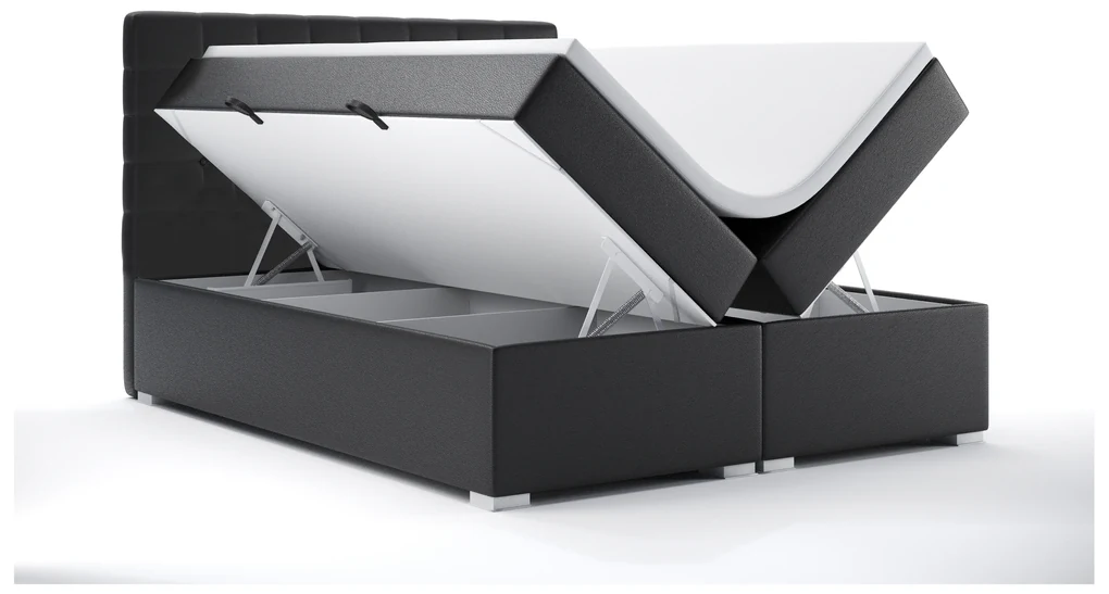 Manželská posteľ Boxspring 160 cm Clady (čierna ekokoža) (s úložným priestorom). Akcia -20%. Vlastná spoľahlivá doprava až k Vám domov. 1044199