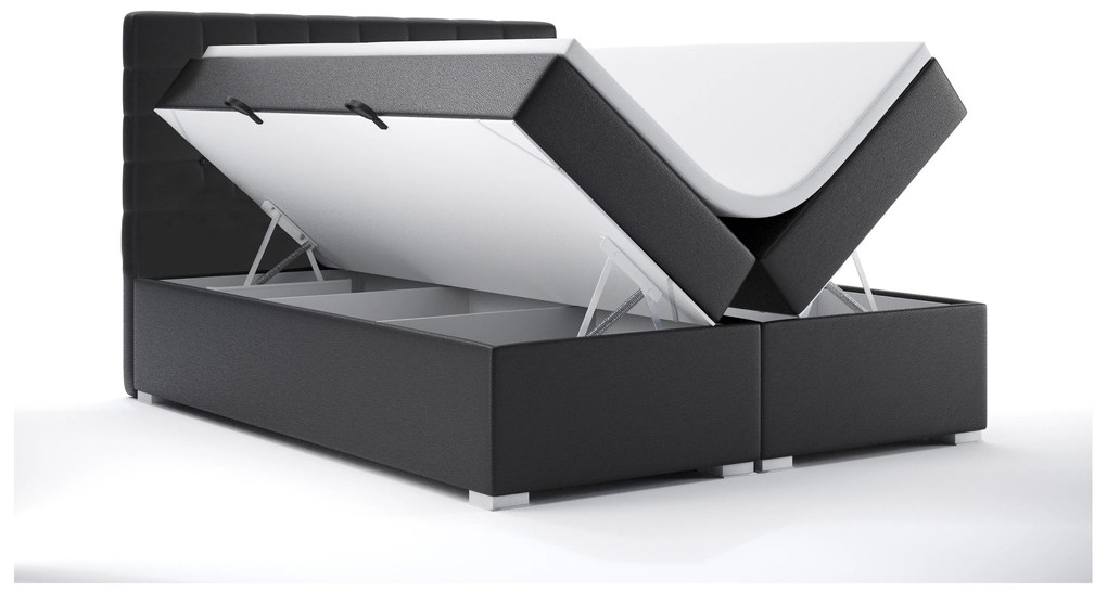 Manželská posteľ Boxspring 180 cm Clady (čierna ekokoža) (s úložným priestorom). Vlastná spoľahlivá doprava až k Vám domov. 1044200