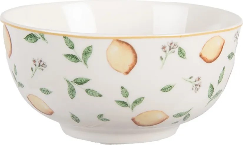 Biela porcelánová miska s citrónmi Lemons & Leafs - Ø 14*7 cm / 500 ml