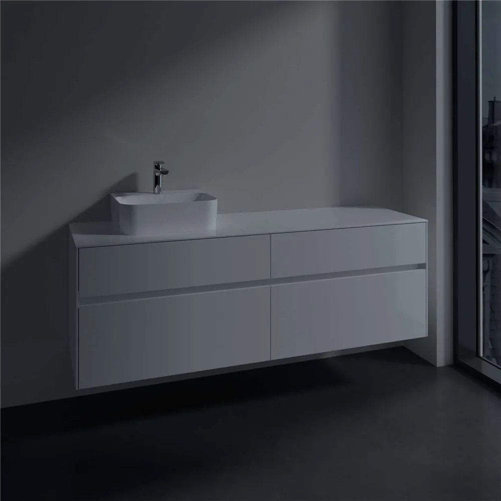 VILLEROY &amp; BOCH Collaro závesná skrinka pod umývadlo na dosku (umývadlo vľavo), 4 zásuvky, 1600 x 500 x 548 mm, Glossy White, C10500DH