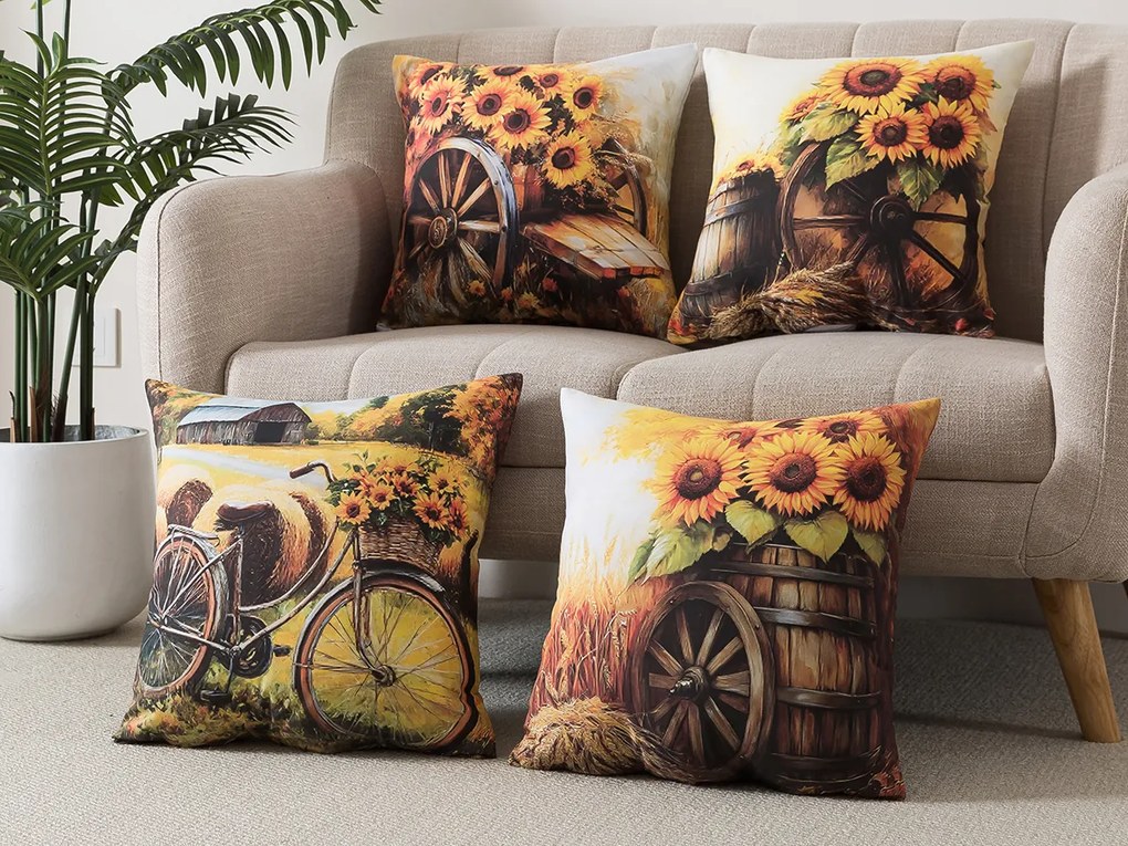 XPOSE® Set obliečok na vankúš HELIANTHUS (digitálna tlač) 43x43 cm - set 4 ks
