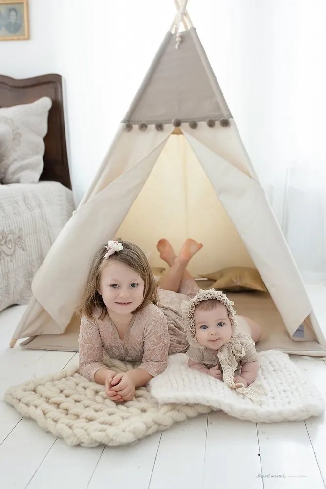 lovel.sk Detský stan Teepee - Pom Pom Sand