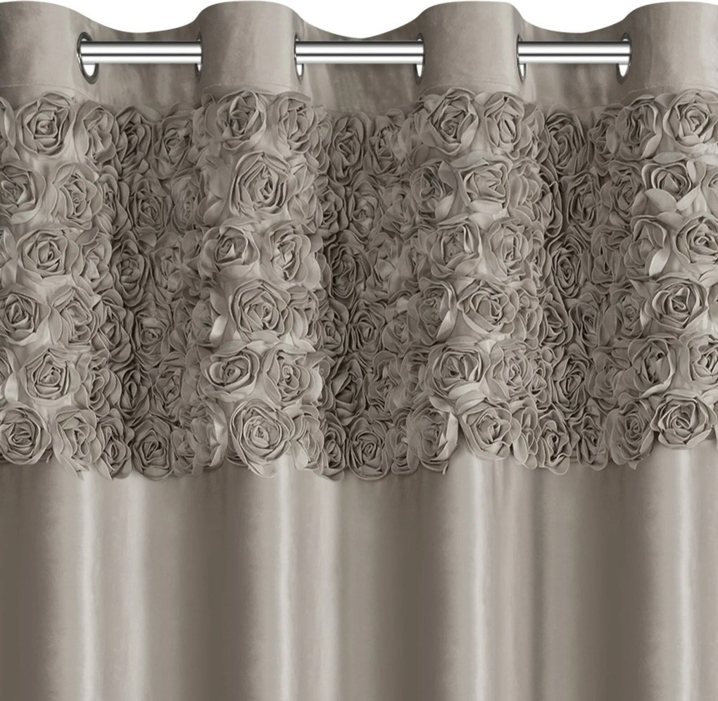 ZATEMŇOVACÍ ZÁVES NA KRÚŽKOCH EVA MINGE ROSES13 140X250 CM BÉŽOVÁ