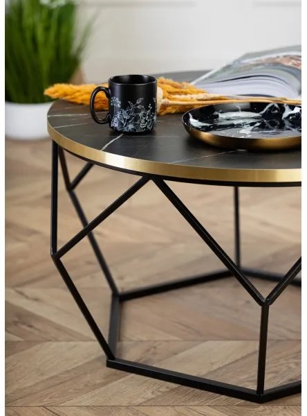 Konferenčný stolík DIAMOND 40x70 cm čierna/zlatá