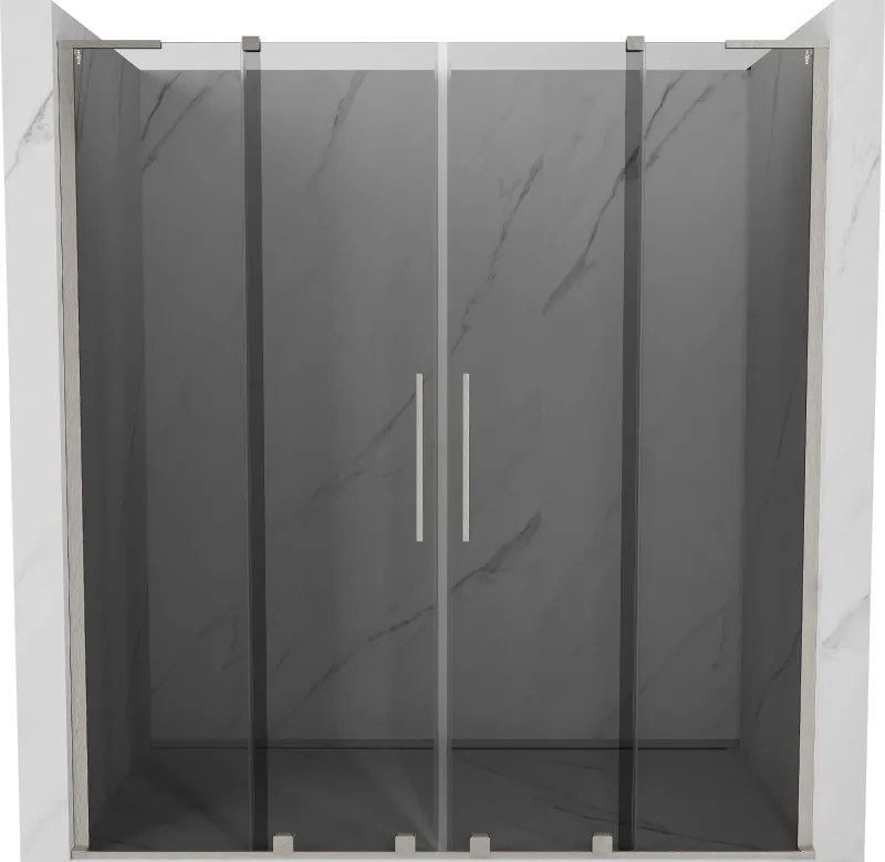 Mexen Velar L Duo, posuvné sprchové dvere do otvoru 180 cm, 8mm šedé sklo, brúsená oceľ, 871-180-003-42-97