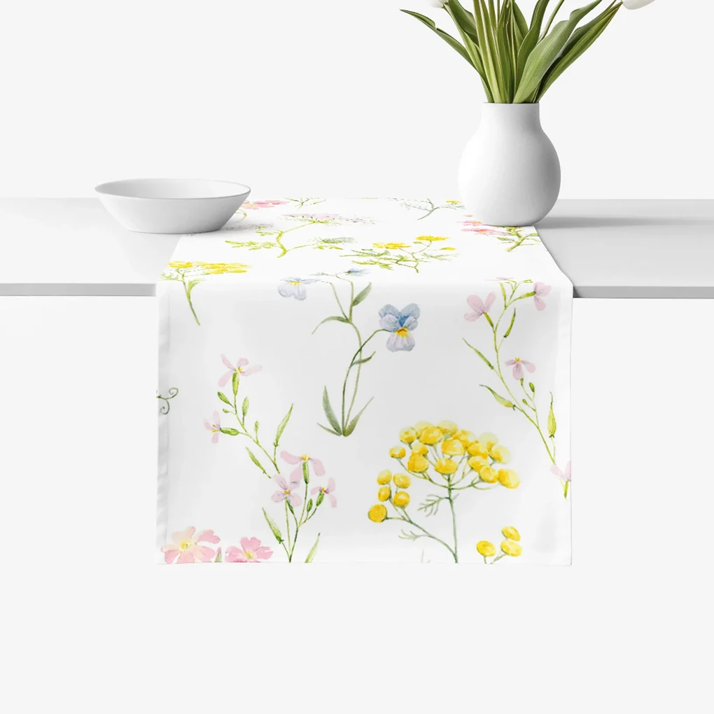 Goldea behúň na stôl 100% bavlnené plátno - kvitnúca lúka 50x140 cm