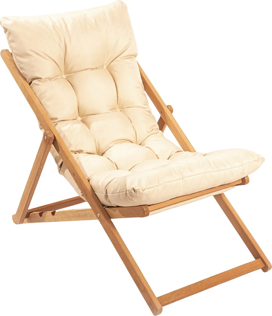 Skládací zahradní lehátko Myne z masivu hnědé/krémové