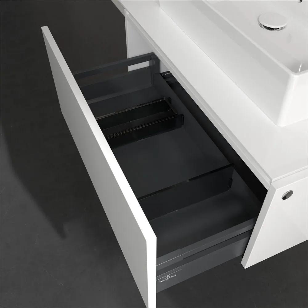 VILLEROY &amp; BOCH Legato závesná skrinka pod umývadlo na dosku (umývadlo v strede), 1 zásuvka, 800 x 500 x 380 mm, Glossy White, B60100DH