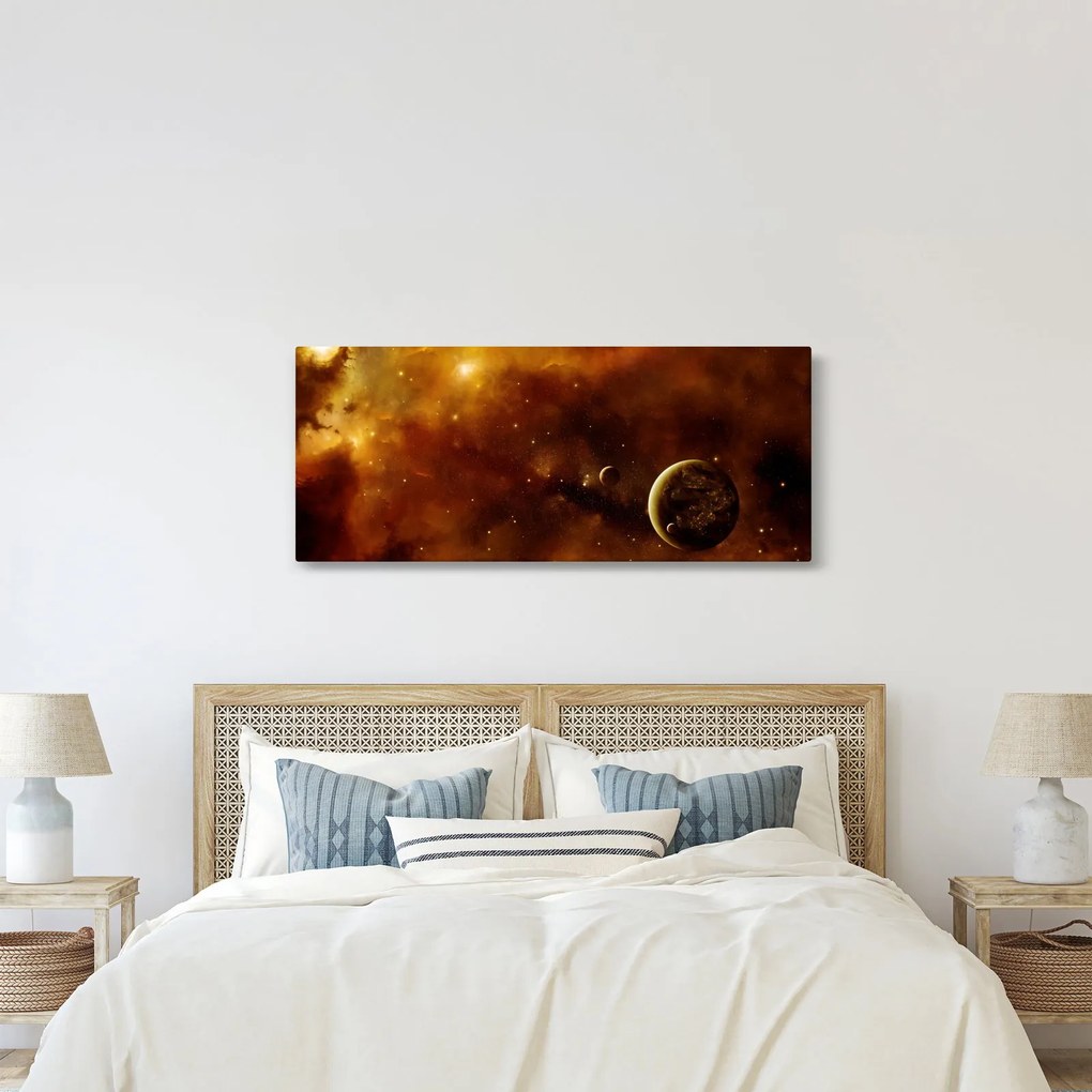 Obraz - Planéty s hmlovinou (120x50 cm)